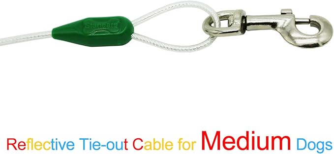 Petest 30ft Reflective Tie-Out Cable for Medium Dogs Up to 60 Pounds