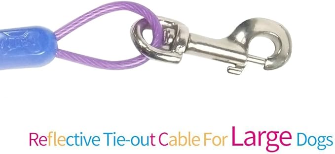 Petest 25ft Tie-Out Cable with Crimp Cover & Buffer Spring for Large Dogs Up to 90 Pounds