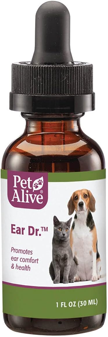 PetAlive Ear Dr. - Natural Ear Drops Promote Ear Comfort and Health in Cats and Dogs - Soothe Ear Discomfort to Reduce Constant Scratching - Keep Pets Ear Canals Clean and Clear - 30 mL