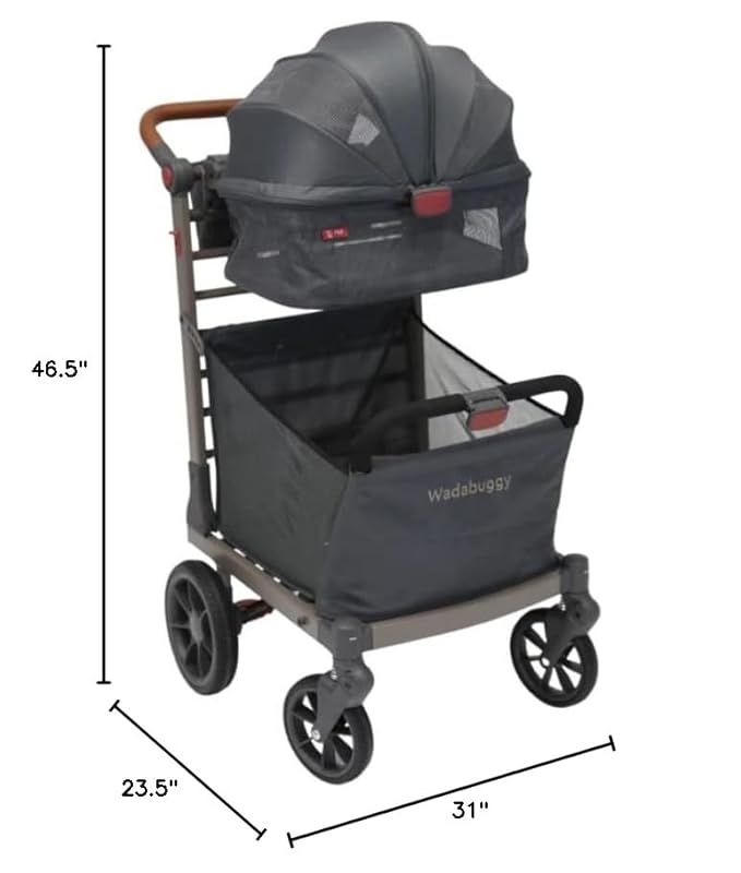 Pet Foldable Cart - Luxury Cat & Dog Stroller with Extra Large Shopping Basket, Cup Holders, & Ventilated Canopy - Easy Fold Pet Stroller for Cats & Dogs