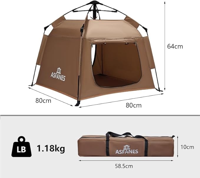 Outdoor Waterproof Pet Automatic Camping Tent, Pop up Cave Bed for Indoor Cats and Small Dogs, Portable Cat House Dog House, Brown.