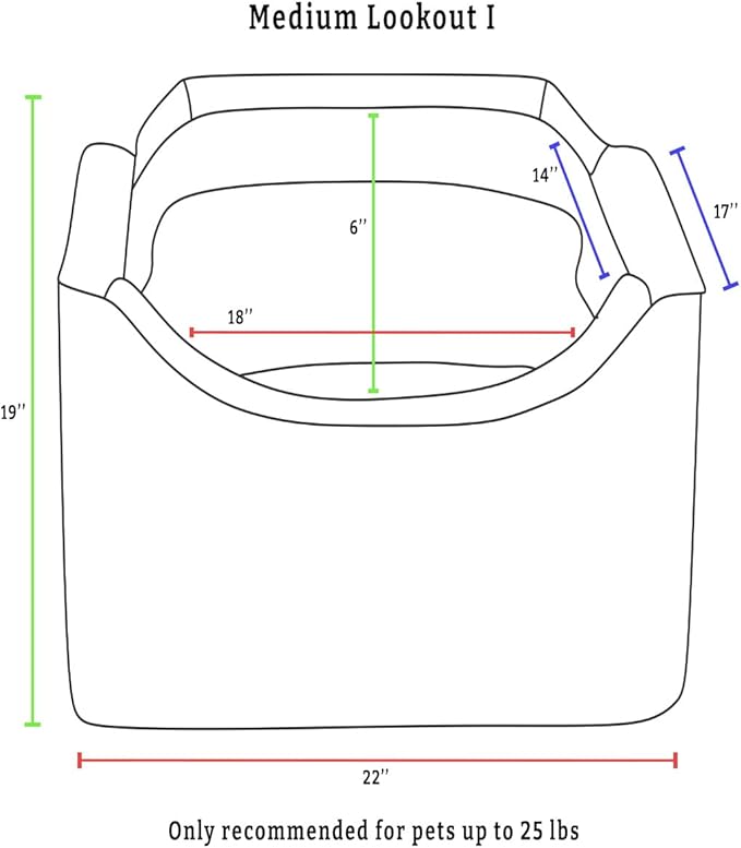 Snoozer Lookout I Car Seat - Dog Car Seats for Small Dogs, Puppy Booster Bed for Small & Medium Sized Pets Up to 25 Lbs, Elevated, Washable - Medium, Palmer Dove