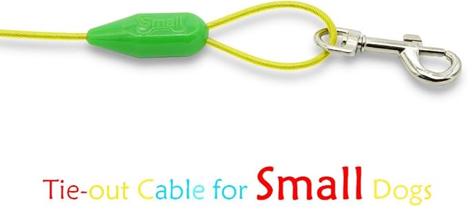 Petest 25ft Tie-Out Cable with Crimp Cover for Small Dogs Up to 35 Pounds