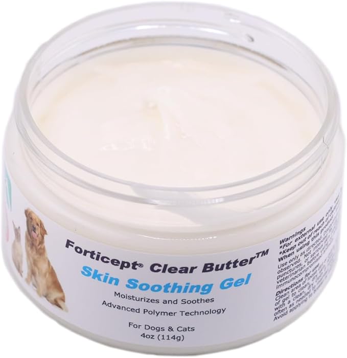 Forticept Clear Butter Dog Hot Spot Treatment Hydro Gel, Heals Dog Wound, Helps with Skin Yeast Infections, Ringworm, Insects Bites, Cuts, Rashes, Skin Allergy, 4 Ounces