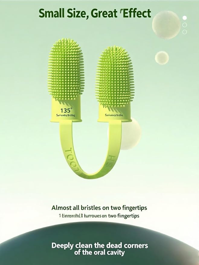 Pet Toothbrush， Dog Teeth Cleaning, Dog Finger Toothbrush，Double Ended
