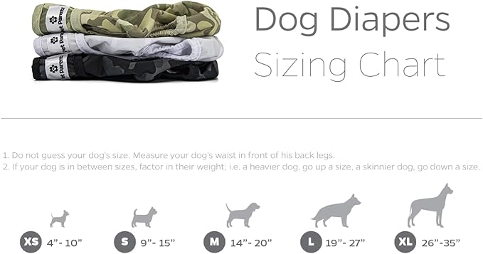 Pet Parents® Washable Dog Diapers (3pack) + Extendrs® of Durable Doggie Diapers, Premium Dog Diapers Female & Male (Medium, Camo)