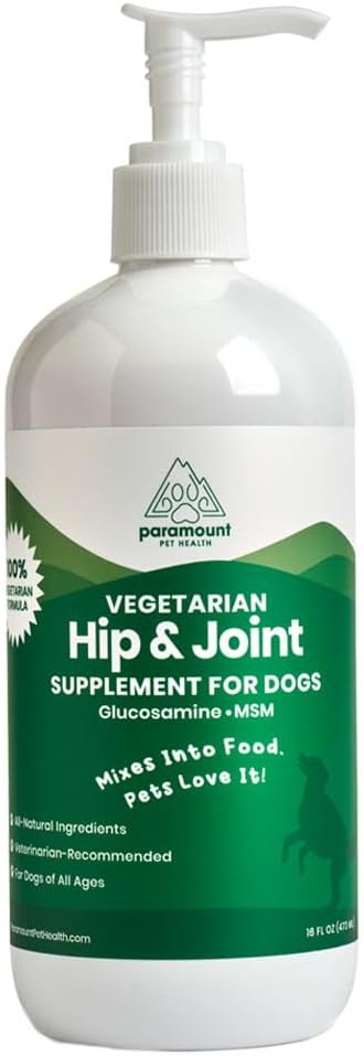 Plant-Based Liquid Glucosamine for Dogs, 1600mg Joint Support with Chondroitin, MSM & Omega 3-6-9, Shellfish-Free Dog Arthritis Supplement for Mobility & Flexibility, Made in USA, 16 oz