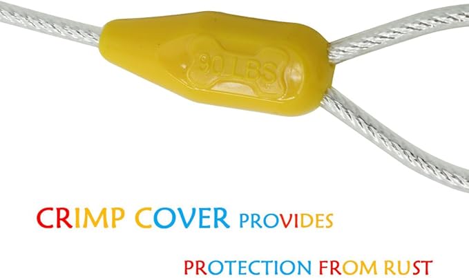 Petest 15ft Reflective Tie-Out Cable for Large Dogs Up to 90 Pounds