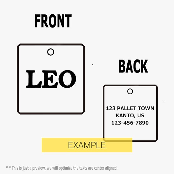 Premium 316 Surgical Grade Stainless Steel Personalized Dog & Cat ID Tags - Fun Shapes for Sporty Outdoor Pets - Custom Engraved Name & Info for Collar Accessories & Pet Necklaces Square 5 Color