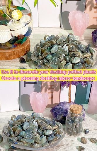 YATOJUZI Labradorite Aquarium Gravel Rocks Bulk Wholesale Tumbled Crystals Stones Chips Crushed Reiki Energy Balancing Gemstones for Planters Vase Filler Fountain Fish Tank Potted Decor 0.44LB