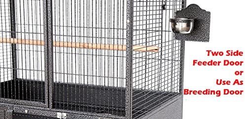 Extra Large Single Stacker Strong Heavy Duty Wrought Iron Breeder Parrot Aviary Bird Breeding Breeder Cage with Side Nest Breeding Doors On Wheels