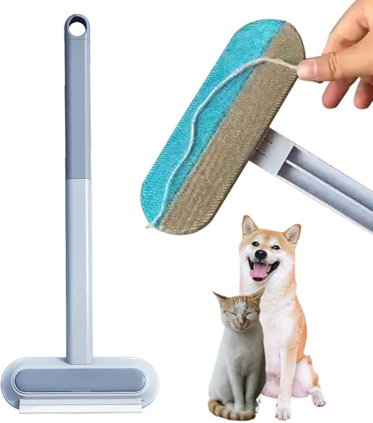 Pet Hair Remover for Furniture, Reusable Multifunctional Cat and Dog Hair Removal Tool, 17-Inch, Extra Long Handle, Gentle on Couch, Carpet, Clothes, Bedding, Tile, Car Seats