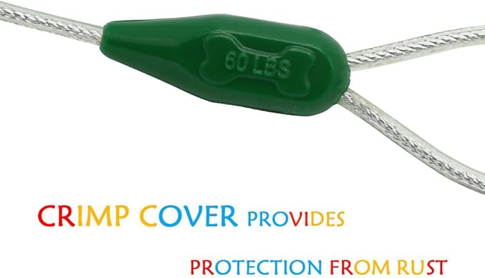 Petest 15ft Reflective Tie-Out Cable for Medium Dogs Up to 60 Pounds DarkGreen & Silver