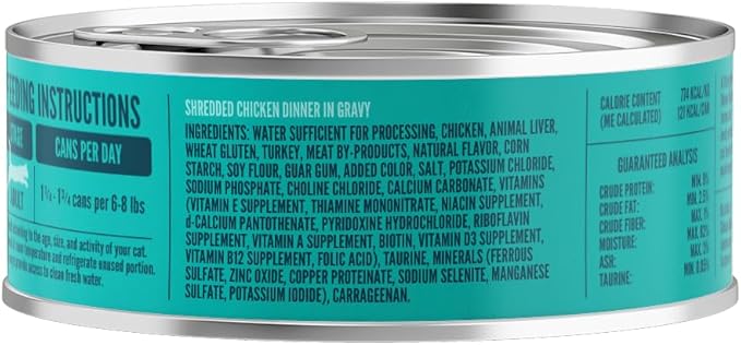 A Strong Heart Canned Wet Cat Food, Shredded Chicken Dinner in Gravy - 5.5 oz Cans (Pack of 24), Made in The USA with Real Chicken
