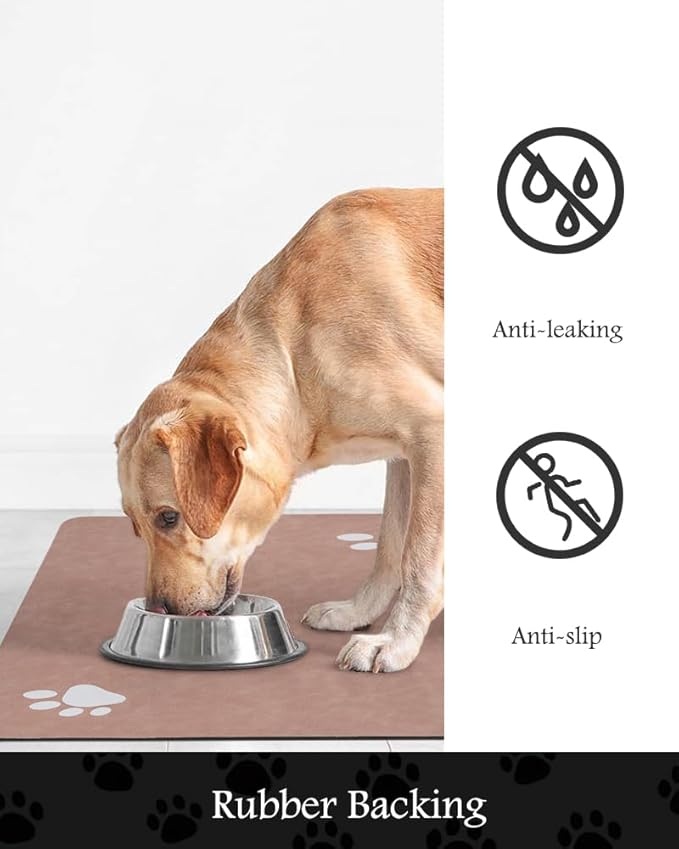Pet Feeding Mat-Absorbent Dog Mat for Food and Water Bowl-No Stains Quick Dry Water Dispenser Mat-Dog Accessories Pet Supplies-Bowl for Messy Drinkers（Dusty Pink,12"x19"