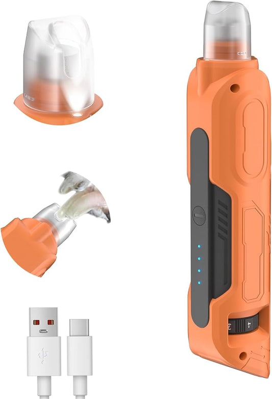 PAPIFEED High Torque Dog Nail Grinder Quiet - 6-Speed Adjustable Pet Nail Trimmer with 2 LED Lights & Dust-Proof Cover, Powerful Motor for Large/Medium/Small Dogs & Cats, Rechargeable - Orange