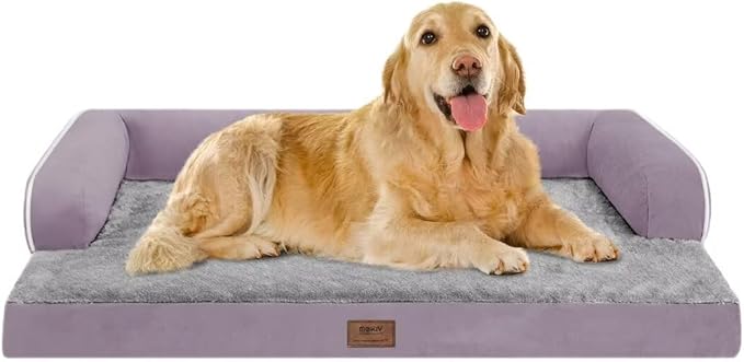 Orthopedic Large Dog Bed Washable, Dog Beds with Washable Removable Cover, XLarge Orthopedic Dog Beds for XLarge Dogs, Waterproof Pet Beds and Non-Slip Bottom, Extra Purple Large Dog Bed