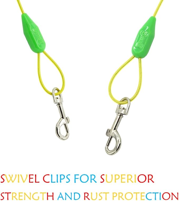 Petest 25ft Tie-Out Cable with Crimp Cover for Small Dogs Up to 35 Pounds