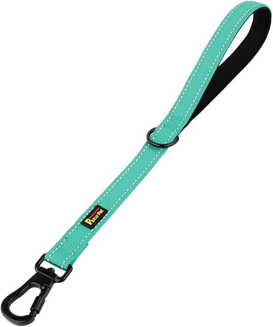PLUTUS PET Short Training Dog Leash with Padded Handle for Medium Large Dogs,18 Inch Heavy Duty Strong Traffic Leash with Carabiner Clip for Climbing Walking or Guiding Blind(18”，Teal)