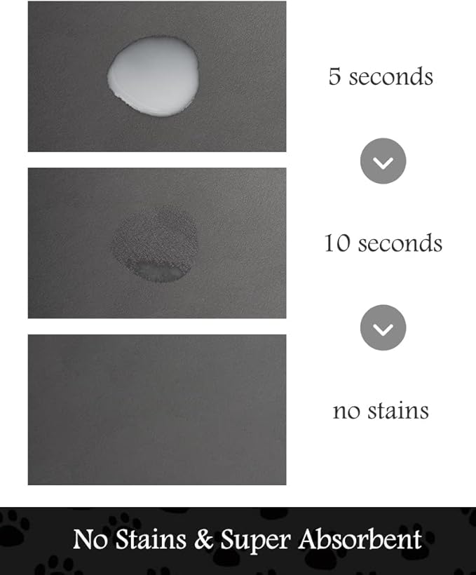 Pet Feeding Mat-Absorbent Dog Mat for Food and Water Bowl-No Stains Quick Dry Dispenser Mat-Dog Accessories Pet Supplies-Bowl for Messy Drinkers（Darkgrey,16"x24"