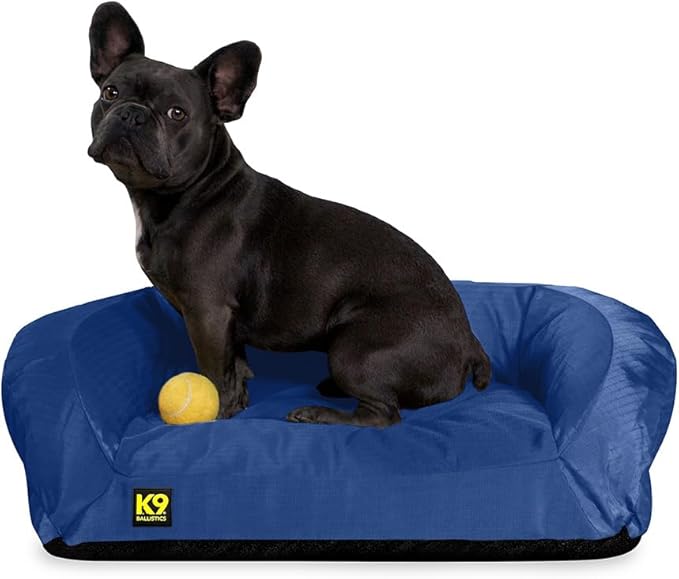 K9 Ballistics Tough Bolster Orthopedic Sofa Dog Bed with Removable Washable Cover - Durable, Water Resistant with Nonskid Bottom - Small, Titanium Premium Finish