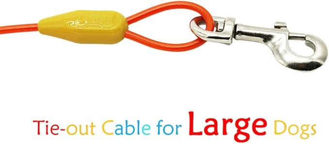 Petest 15ft Tie-Out Cable with Crimp Cover for Large Dogs Up to 90 Pounds
