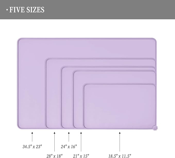 Waterproof Pet Feeding Mat with High Raised Edges, Heavier and Thicker Placemats for Cat Dog Water Bowl with BPA Free, Dogs Cats Food Mats for Messy Drinkers to Prevent Spill and Protect Floors