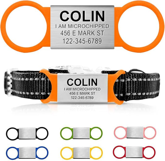 Personalized Dog & Cat ID - Engraved Dog Name Tag - Silent, No Noise - Slide On Custom Collar Tags for Small, Medium & Large Pets