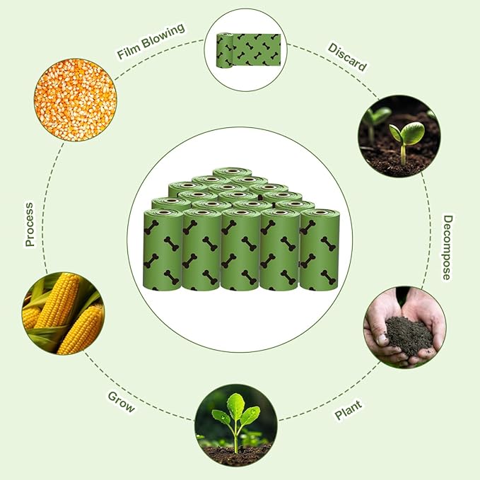 Green Dog Poo Bags Lavender scent - 270 Large Biodegradable Poop Bags, Extra Thicken Strong Corn Starch Blended Compostable Leak Proof Poop Waste Bag for Dogs