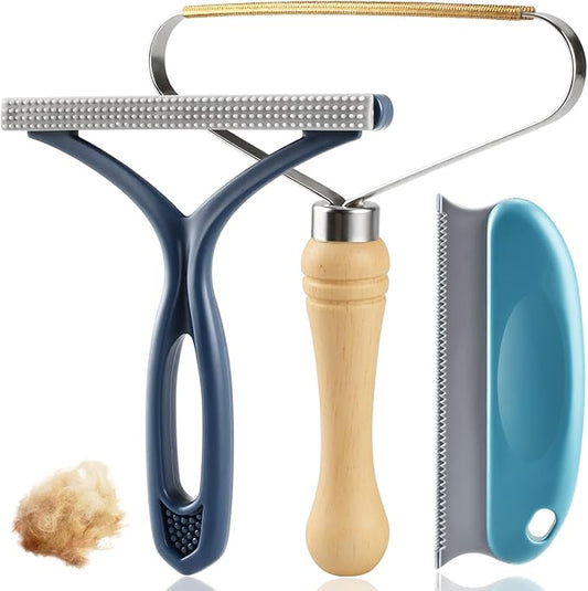 Pet Hair Removal Tool 3 Pack Dog Cat Hair Remover Carpet Scraper Rake Fur Removal Brush Lint Remover Shaver for Car Furniture Couch