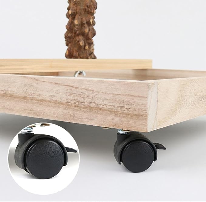 Natural Wood Parrot Stand - Ideal Toy & Accessory for Parakeets, Canaries, Cockatiels, Conure, Lovebirds - Bird Perch Stand with Removable Tray Climbing Net Chewing Toys- Perfect Pet Birds Playstand