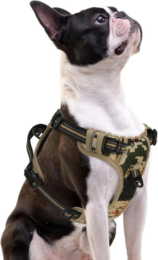 PUPTECK No Pull Dog Harness Small Sized, Adjustable Reflective Dog Harness with Handle Easy Control, Comfortable Soft Padded Pet Vest Harness for Small Dogs, Camouflage S