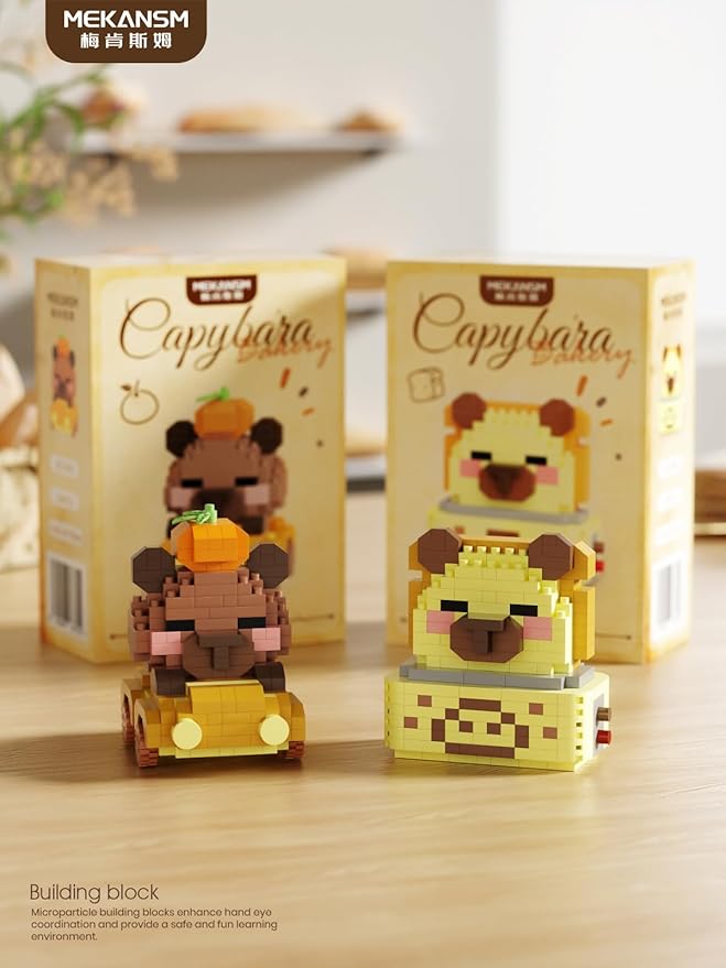 Sandwich Hot Dog Cute Capybara Baking Bread Series Mini Building Toy Kawaii Animals Set Micro Adorable Pet Buildings Small Bricks Gifts Toys