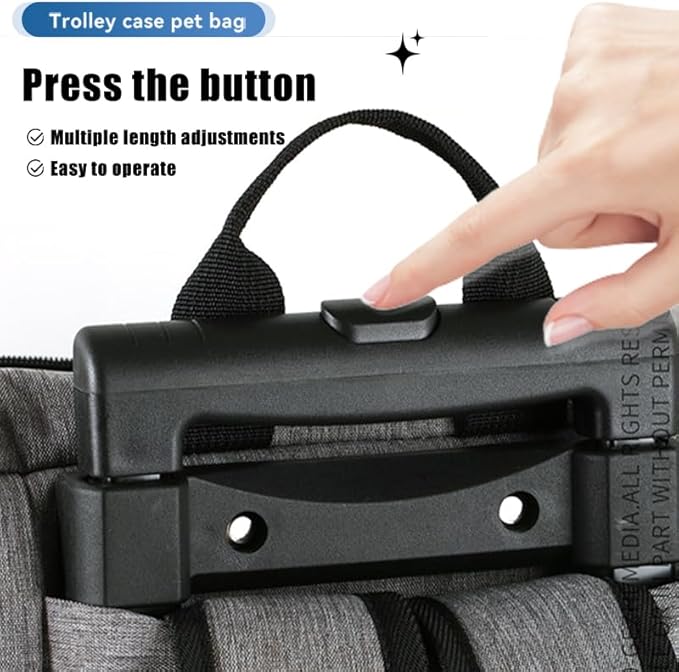 Pet Trolley Bag Cat Dog Travel Bag Portable & Breathable Pet Carrier Backpack - Lightweight Dual-Shoulder Design for Easy Travel with Your Beloved Companion Scalable Pull Rod pet Bag (Grey)