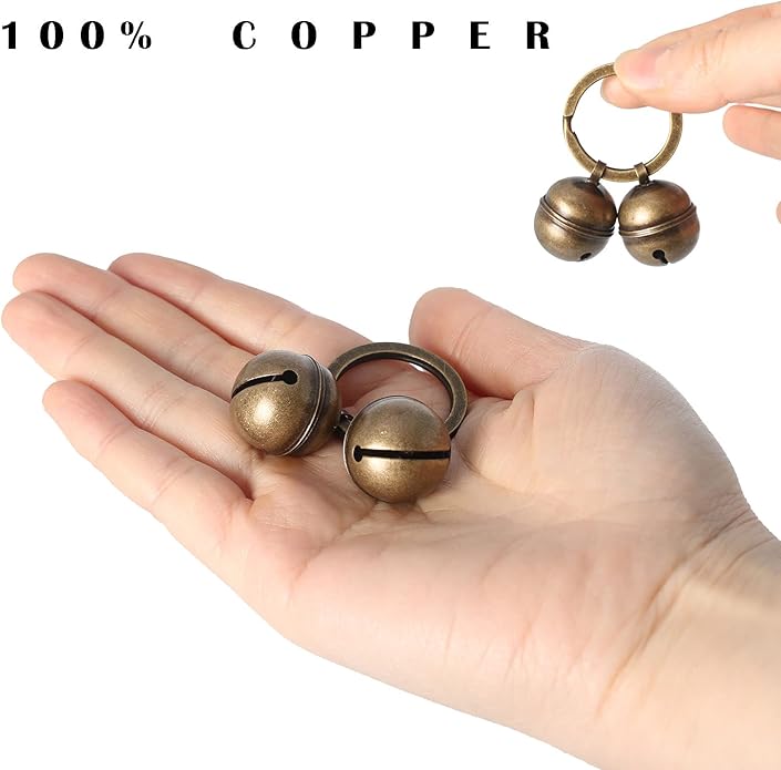 Copper Bells for Dog Collars with Snap Clips - Made of Pure Copper for Dogs/Cat - Clear Sound & No Rust - Save Birds Wildlife, Know Where Your Pet Christmas Sounds