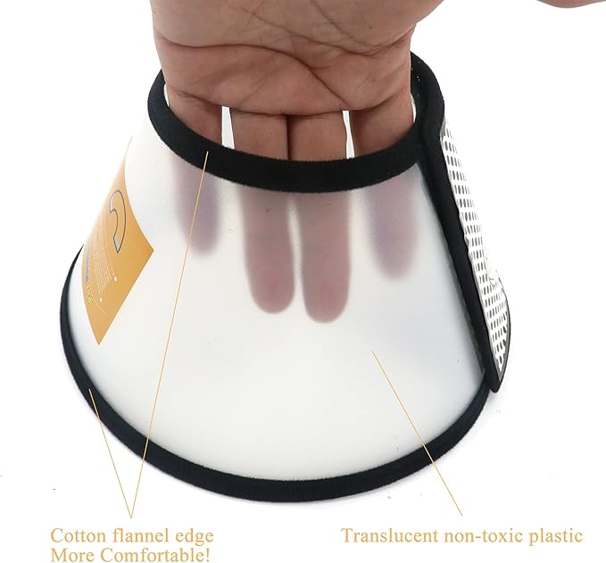 Plastic Pet Recovery Collars & Cones for Dogs and Cats After Surgery Adjustable Dog Neck Cone Surgical Elizabeth E-Collar Prevent Biting and Stop Licking Wound (L)
