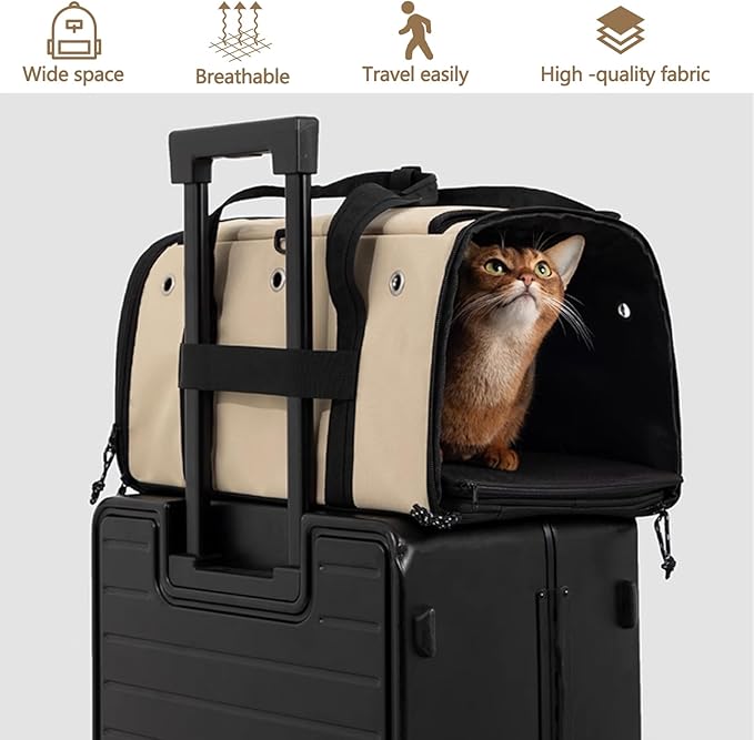 Pet Carrier Bag, Foldable Cat Bag Airline Approved, Soft-Sided Cat Travel Bag, Washable Dog Carrier Privacy Protection for Home Outdoor Travel(M, Blue)