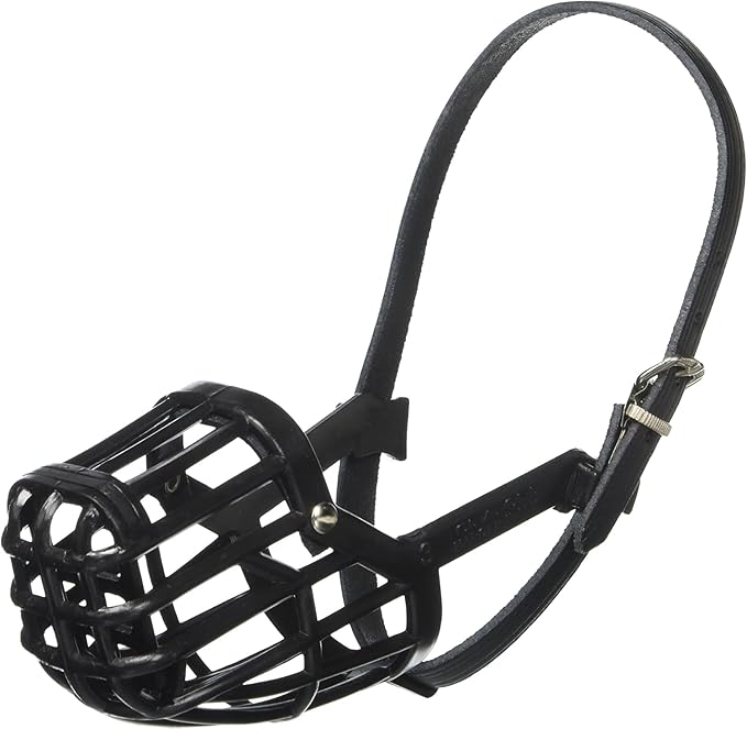 Leather Brothers Italian Basket Dog Muzzle, Adjustable Secure Fit, Comfortable Design, Training and Safety, Averts Biting, Prevents Chewing and Scavenging, Perfect for Grooming - Black, Size 4