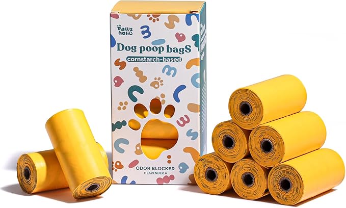 Dog Poop Bags Rolls Cornstarch Based Thickened&100% Leak Proof Dog Waste Bags -120 Count 8 Rolls - Doggie Poop Bag for puppy and Big Dogs(Lavender)