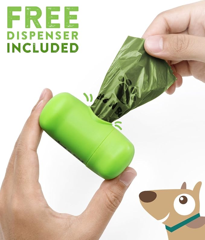 Dog Waste Poop Bags, Dog Bags for Poop, Refill Rolls (60 Rolls / 900 Count, Unscented), Includes Dispenser