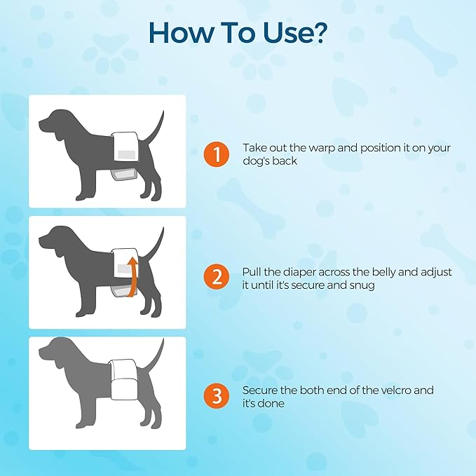 Male Dog Wrap, Disposable Dog Diapers, 40 Count, M (Waist 19.7”-23.6”), Wetness Indicator, Ultra Protection, Leak Proof, Super Absorbent, Soft
