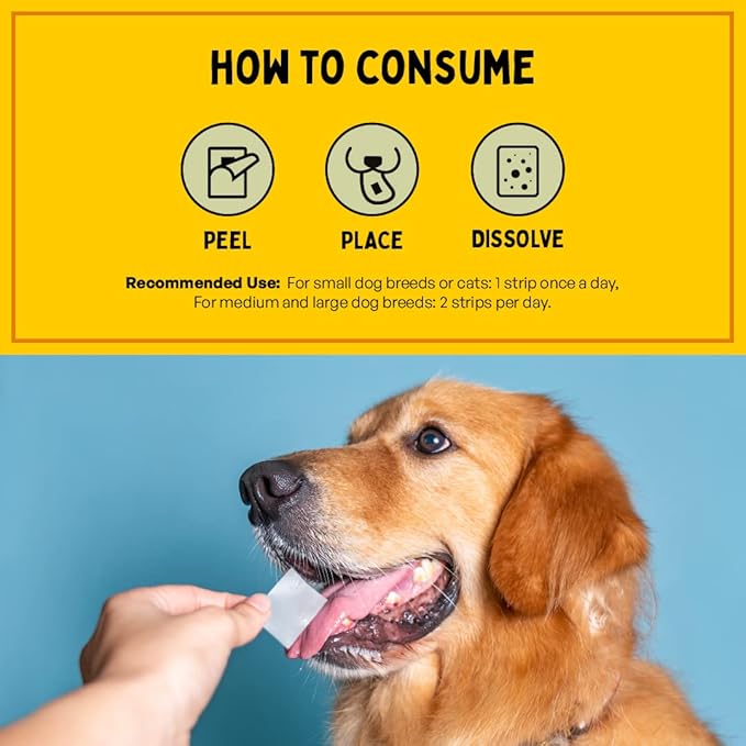 Fresh Breath Oral Strips for Dogs & Cats | Natural Spearmint & Thymol for Easy and Convenient, All-Natural Oral Care (30 Oral Dissolving Strips)