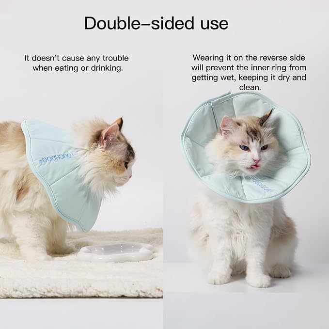Touchdog Foldable Dog Cone Collar for Cats & Dogs - Adjustable Soft Recovery Collar with Waterproof PU Coating, Lightweight Design, 24.5cm/9.6in Wide Barrier (Blue, S)