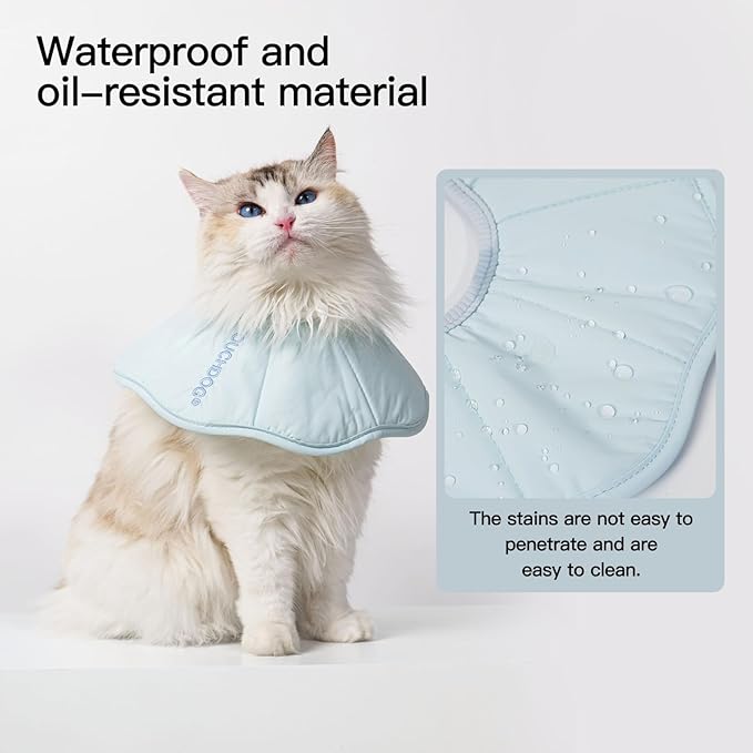 Touchdog Foldable Dog Cone Collar for Cats & Dogs - Adjustable Soft Recovery Collar with Waterproof PU Coating, Lightweight Design, 24.5cm/9.6in Wide Barrier (Blue, S)