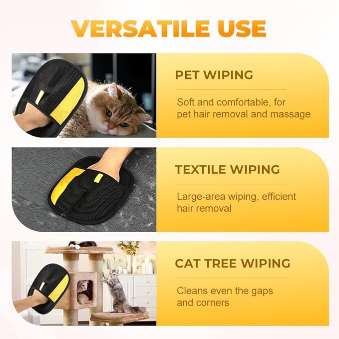 Electrostatic Gloves Pet Hair Removal Glove for Cats & Dogs, 2025 New Pet Hair Remover Glove for Couch, Furniture, Carpet, Curtain, Washable Reusable Animal Fur Removal Tool (2PCS)