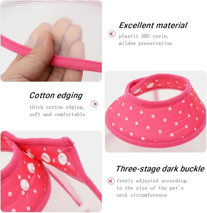 Pet Cone Recovery Dog Cone Adjustable Dog Collar Clear Padded Collar with Breathable Soft Edge, Plastic Puppy Cone Protect The Neck Surgery Recovery, Designed for Cats and Puppies (Medium, Pink)