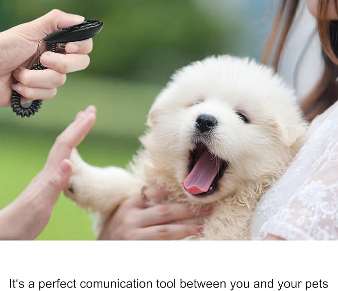 Dog Clicker for Training, 2 Pack Dog Training Clicker, Clicker Dog Training with Wrist Strap, Pet Training Clicker, Perfect for Dog Cat Puppies Behavioral Training (Black and Water Lake Blue)