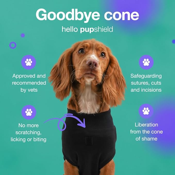 PupShield - Dog Surgery Recovery Suit Male Female - All Dog Sizes - Easy to Use Anti Licking Design Breathable Comfortable - Spay & Neuter Recovery Suit - Surgical Onesie - Cone Alternative
