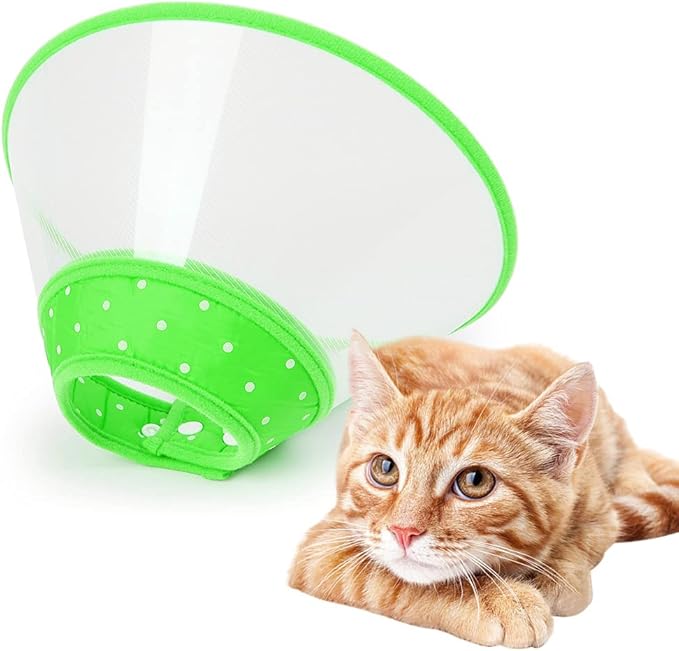 Pet Cone Recovery Dog Cone Adjustable Dog Collar Clear Padded Collar with Breathable Soft Edge, Plastic Puppy Cone Protect The Neck Surgery Recovery, Designed for Cats and Puppies (Small, Green)