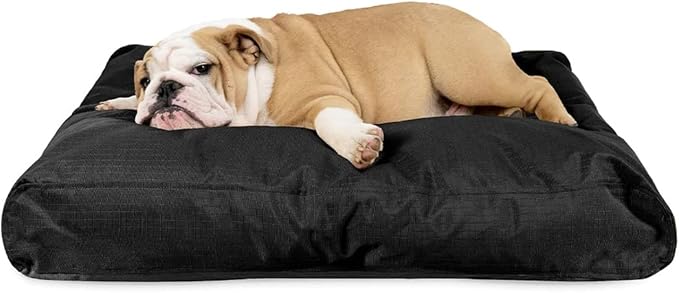 K9 Ballistics Tough Rectangle Pillow Medium Dog Bed - Removable Cover, Washable, Durable & Water Resistant Dog Bed Made for Medium Dogs 33"x27", Obsidian Black
